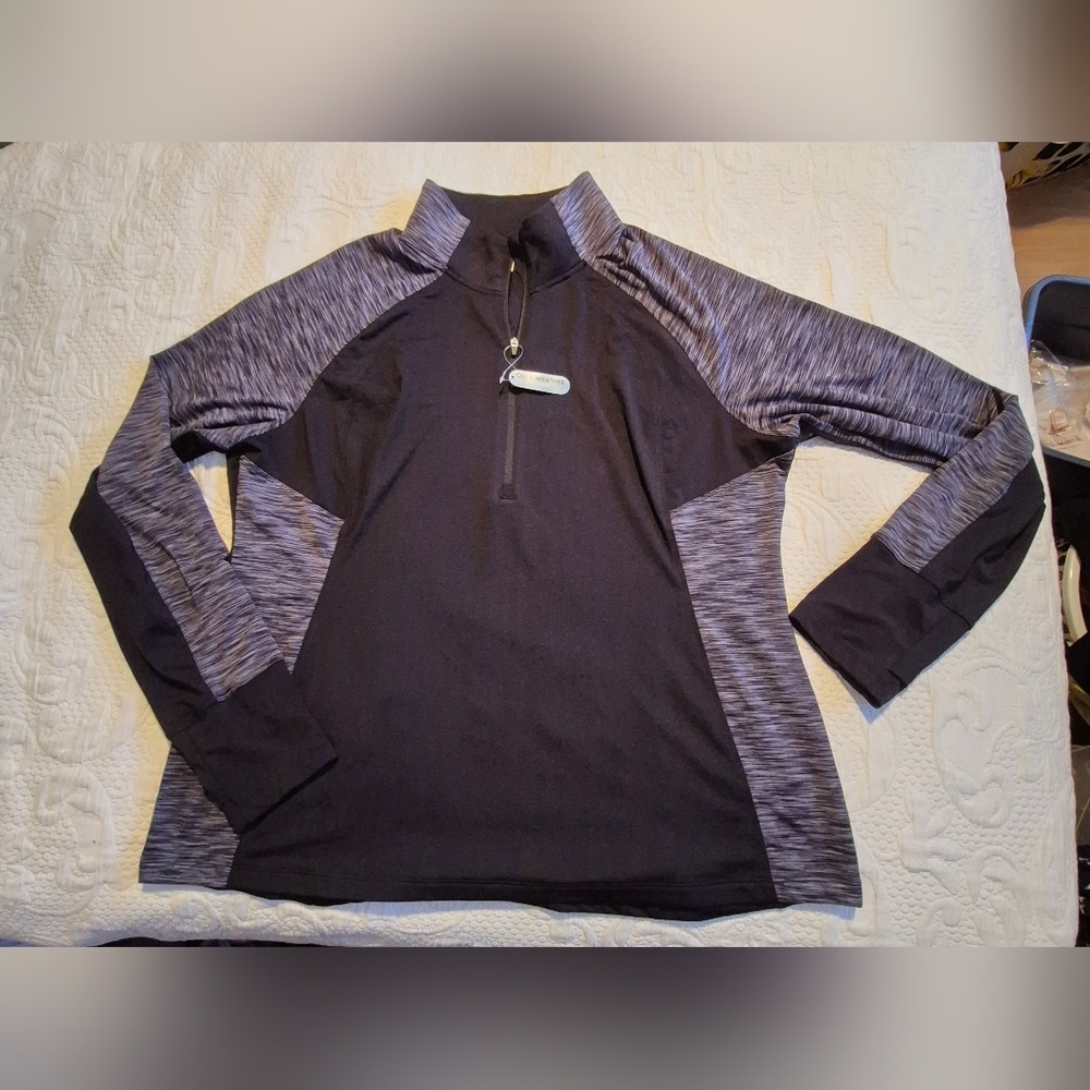 Danskin Now womens XXL 2X black & gray long sleeve pull over shirt NWT